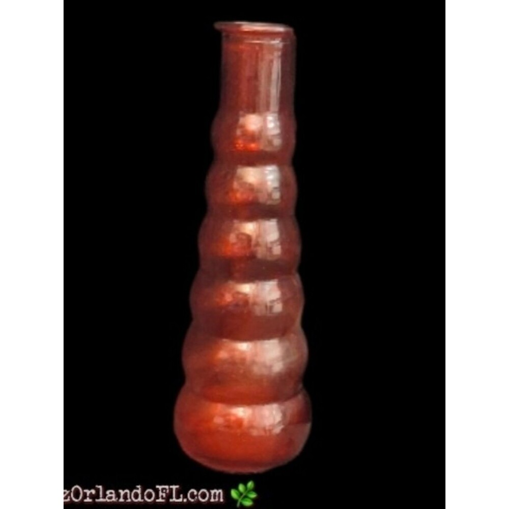 VINTAGE: Ruby Red Ripple Boho Beehive Glass Vase 8.5” Art Deco Home Decor *HTF* - Picture 3 of 8